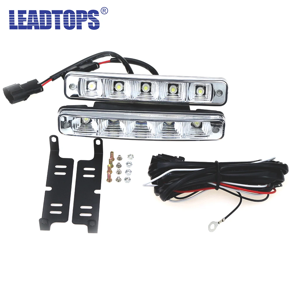 New 2PCS Super White 5 LED Universal Car Light Daytime Running Auto Light DRL Auxiliary Lamp