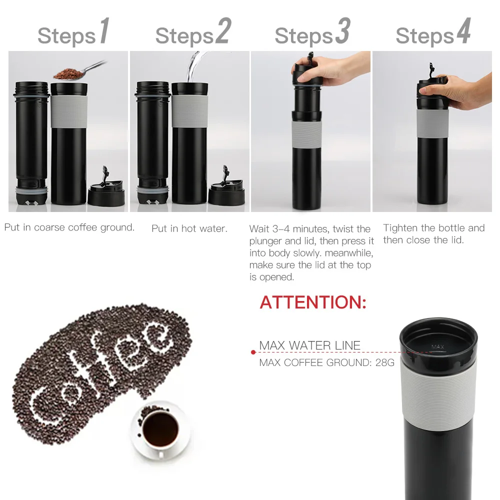 travel coffee mug bottle Frech Presses 300ml Portable Press Coffee Pot Thermos Coffee Mug Tools for tea and coffee cup travel coffee mug bottle Frech Presses 300ml Portable Press Coffee Pot Thermos Coffee Mug Tools for tea and coffee cup