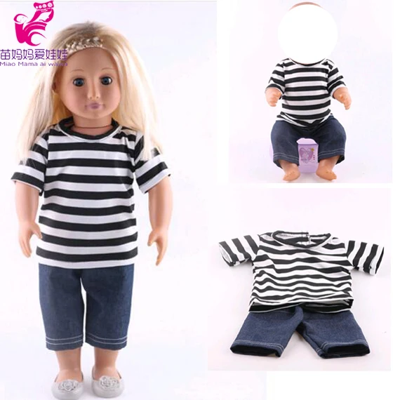  Doll shirt and Jean pants Fit 40cm 43cm baby Dolls clothes Suit 18 inch doll Accessories girl birth