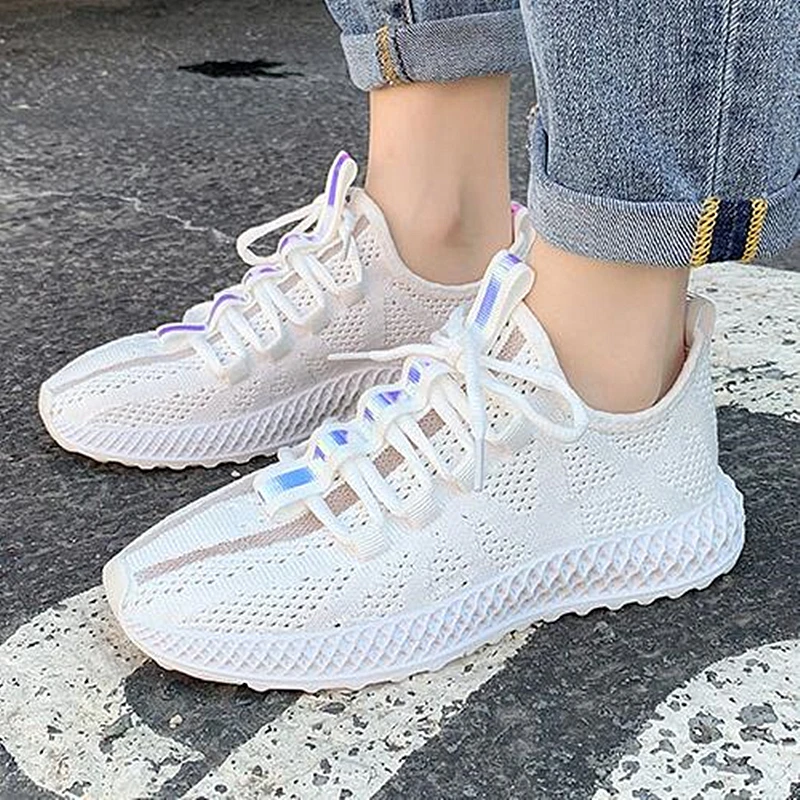 

2019 women's vulcanized shoes white sneakers fashion women mesh casual shoes comfortable breathable flats shoes woman N112