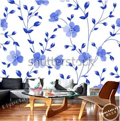 Пользовательские papel де parede цветочные, синий цветок обои для гостиной спальни ТВ стены Тисненая Бумага де parede