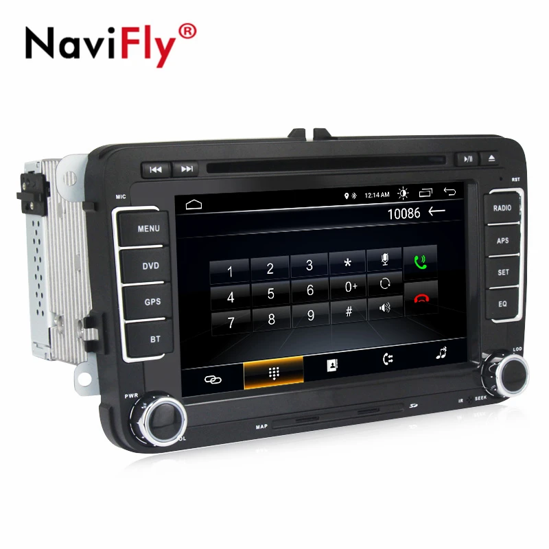 Perfect NaviFly Android 8.1 Car radio GPS Navigation For Volkswagen POLO PASSAT TOURAN Golf 5 6 Skoda Seat Leon B6 dvd player WIFI BT 5