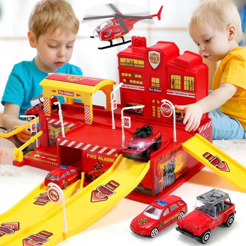 

Children's Parking Lot Toy Car Assembling Boy Track Puzzle Large Parking Lot Toy Police Engineering Fire Truck Gift Toy 32orders