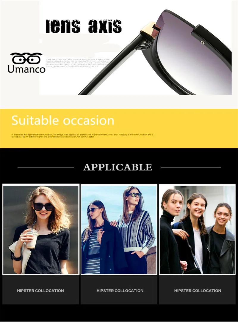 Umanco, модные женские модные солнцезащитные очки кошачий глаз, уникальная полуоправа, пластиковые солнцезащитные очки, женские очки для вождения, подарок