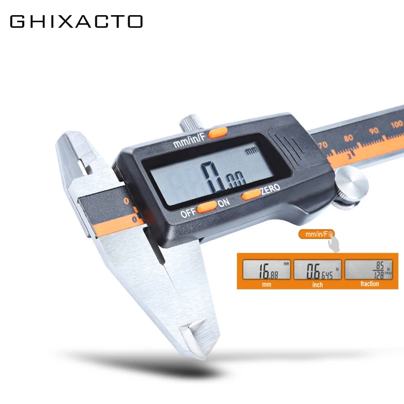 GHIXACTO Stainless Steel Digital Vernier Caliper 6 Inch 150mm Electronic Caliper 3 Mode LCD Micrometer Depth Measuring Tools