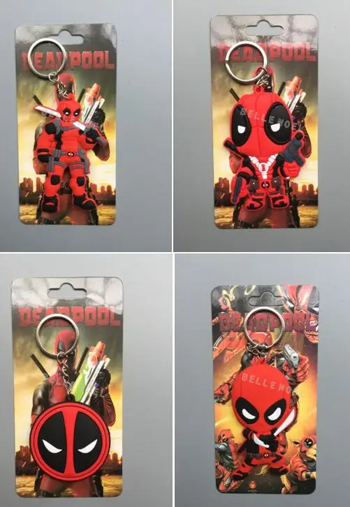 10pcs Deadpool PVC Key Ring Cartoon Keychains Bag Double sided Pendant 014 | Украшения и аксессуары