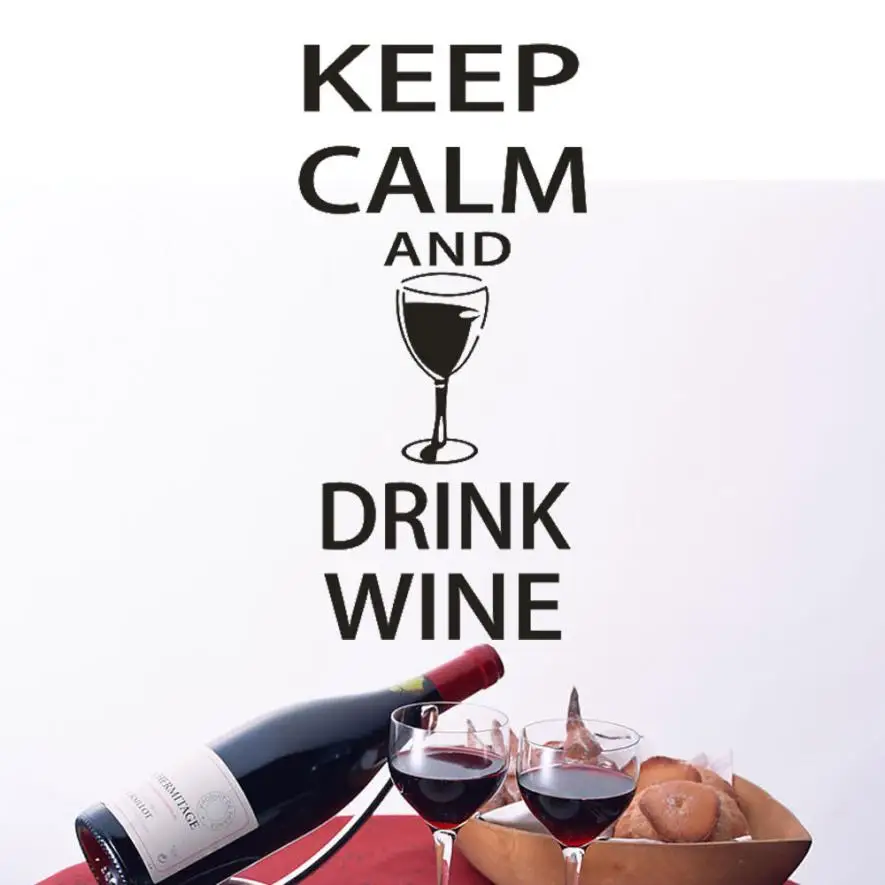 

Home Decor Bar Wall Sticker-Keeping Calm and Drinking Wine-Funny Bar Pub Wall Art Decor wall sticker Home Deco mirror AU3