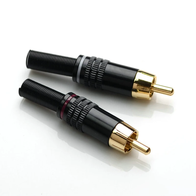 100 шт. разъем RCA аудио и видео кабель аудио разъем black позолоченные