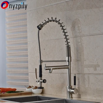 

75cm Height Height Brushed Nickel Kitchen Faucet Mixer Single Lever Hands Sprayer Hands
