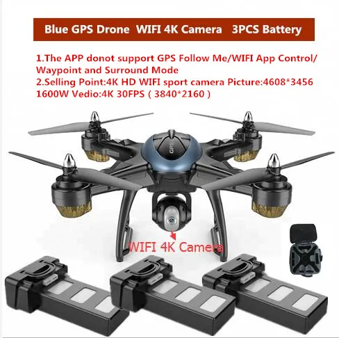 Профессиональный фотография gps Follow Me WI-FI FPV Радиоуправляемый Дрон X38G 500 м 4k 1080P камера 720P живое видео gps возвращении домой Quadcopte - Цвет: WIFI 4K 3 Battery