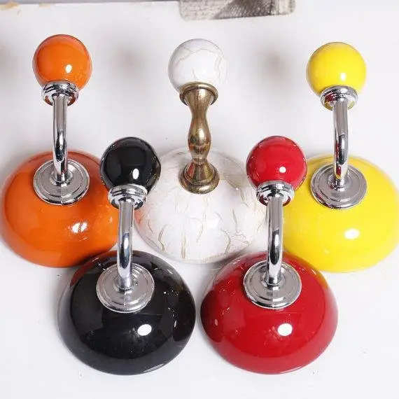

Ceramic Wall Hook Decorative Hooks Kitchen Wall Hooks Coat Hangers Towel Hanger Colorful Hooks Yellow Blue White