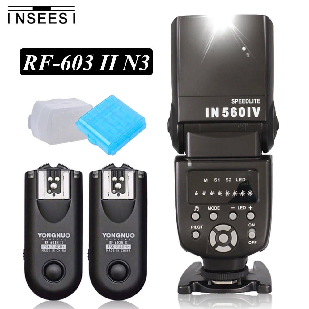 

INSEESI IN-560IV Flash Speedlite & Yongnuo Wireless RF-603II N3 Flash Trigger Transceiver Set For Nikon D90 D7000 D7100 D5000 D5