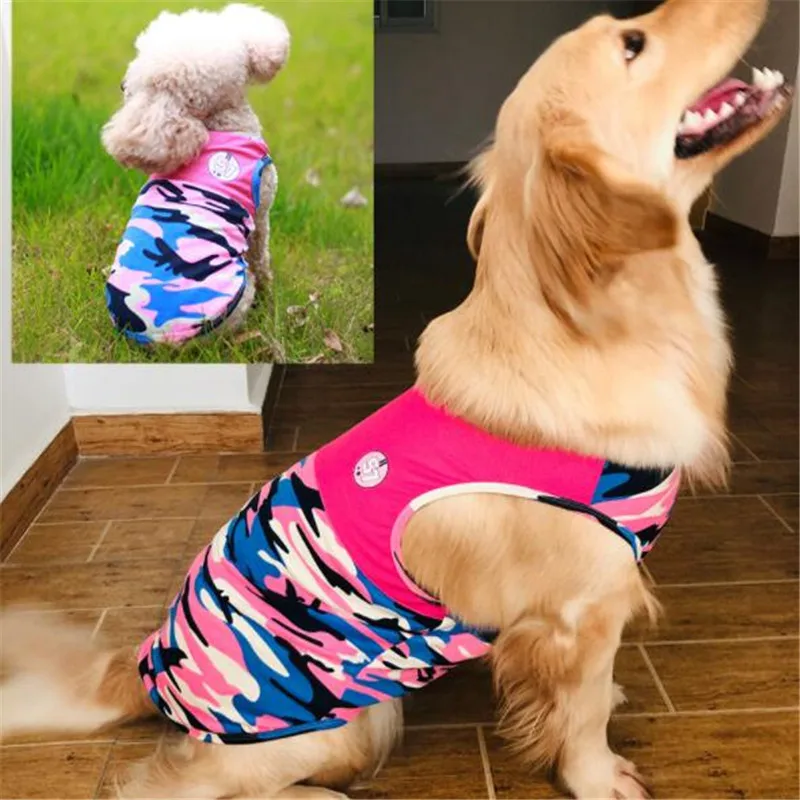 2019 жилет для больших собак летняя хлопковая одежда щенков рубашки лабрадор Хаски