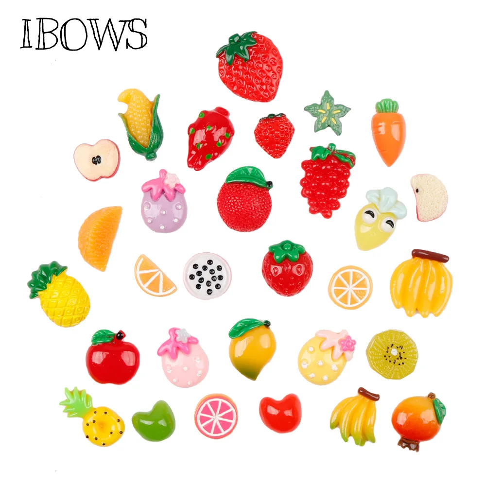 

30pcs/set Flat Back Resin Mixed Random Candy Fruits Resins DIY Flat Back Resins for Hair bow Embellishment Accessories
