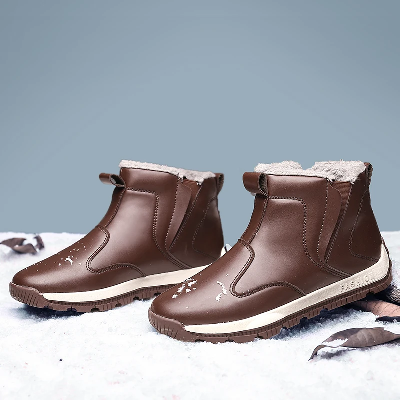 2018 Casual Winter Stiefel Warm Halten Männer Hohe Qualität PU Leder Tragen Wider Sicherheit Schuhe Weiche Atmungsaktive Mode Boot für männlichen
