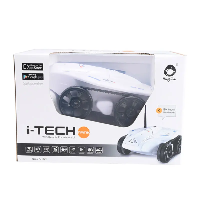 

HappyCow 777-325 FPV iSpy Rc Mini Tank with 720P RC Car WiFi Real-time Transmission Camera Support IOS Phone or Android Toys