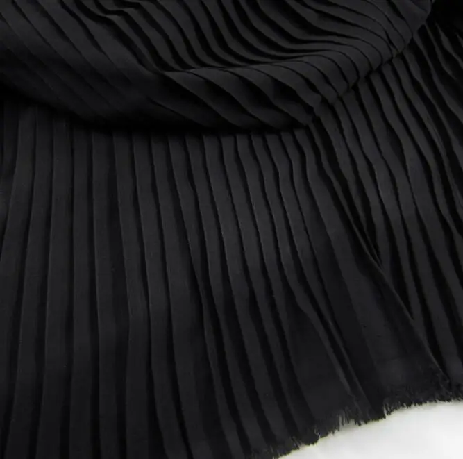 500 см* 150 см платье из однотонного гофрированного шифона 75D в продаже ткань сценическая Ткань DIY тканевые платья, юбки - Цвет: black