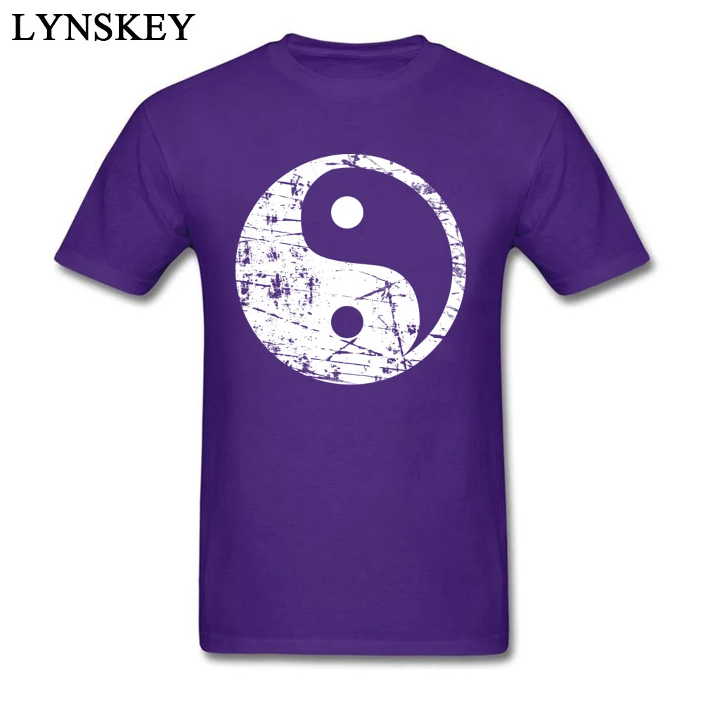 100% Cotton Tops Shirts Yin Yang Grunge - White for Men Casual T Shirts Custom Family O Neck Short Sleeve Tee Shirts Yin Yang Grunge - White purple