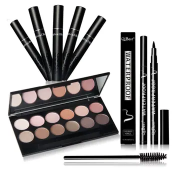 

2017 NEWEyeshadow Palette Long Curling Eyelashes Mascara Eyeliner Pencil Make Up Set New