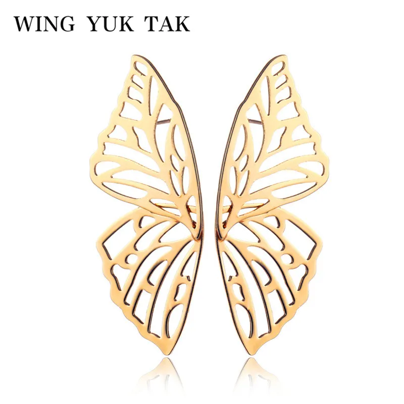 Женские классические серьги бабочки wing yuk tak простые золотистый в виде насекомого