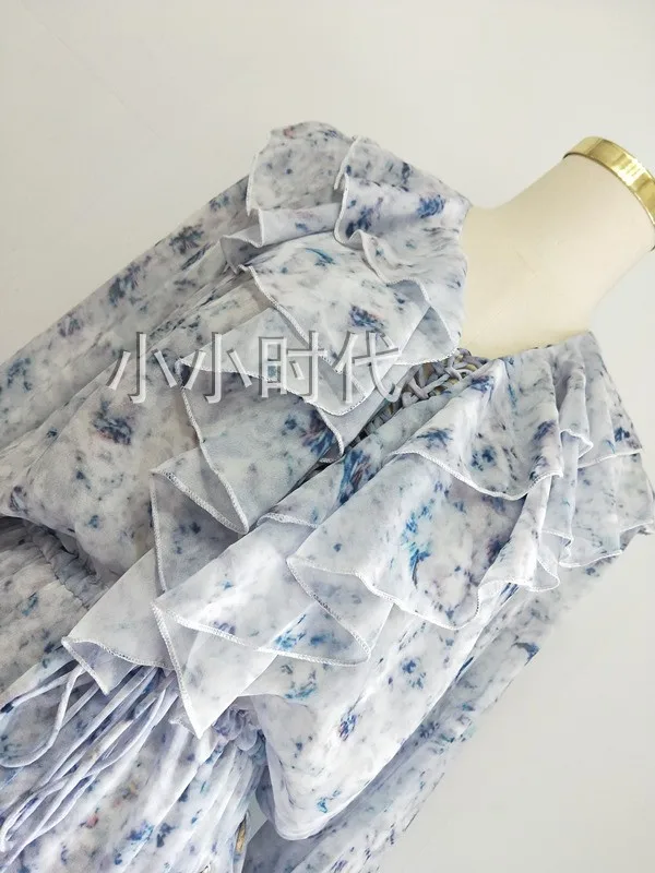 Настоящее продвижение полиэстер Полный оборками Vestido Longo Платье женское vestido de festa летнее платье роскошный принт праздничное длинное