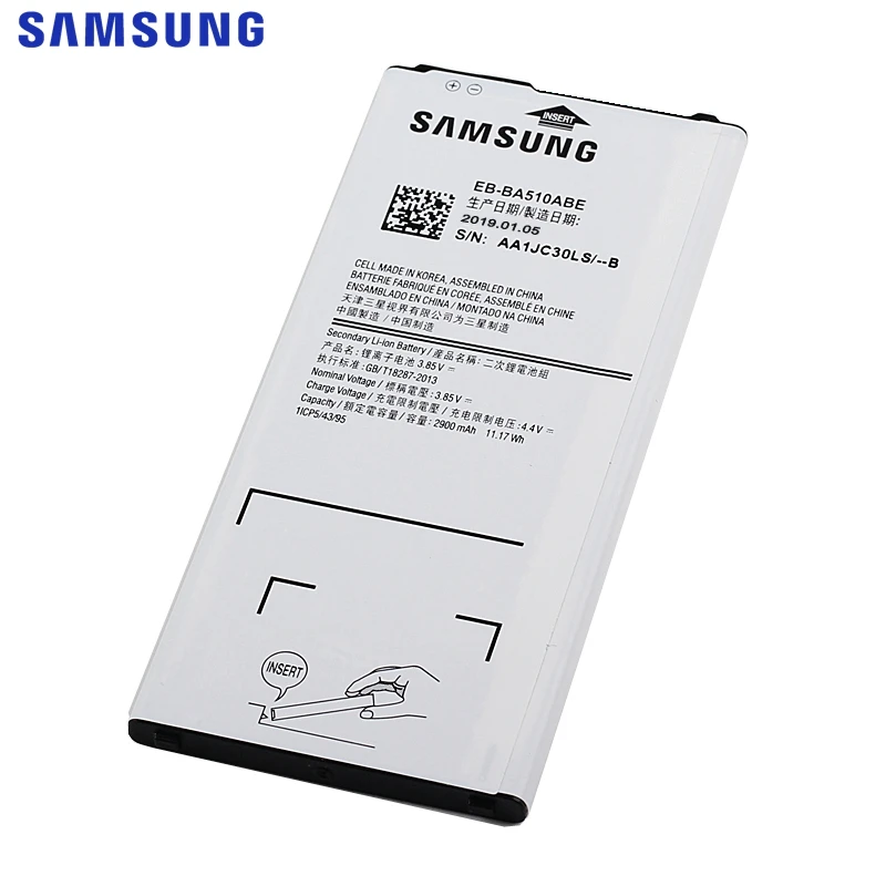 Samsung сменный аккумулятор EB-BA510ABE для samsung GALAXY A510 A5 версия аутентичный аккумулятор для телефона 2900 мАч