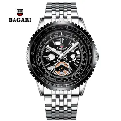 BAGARI Модный Топ бренд класса люкс мужские s часы мужские часы из нержавеющей стали наручные часы Мужские кварцевые спортивные