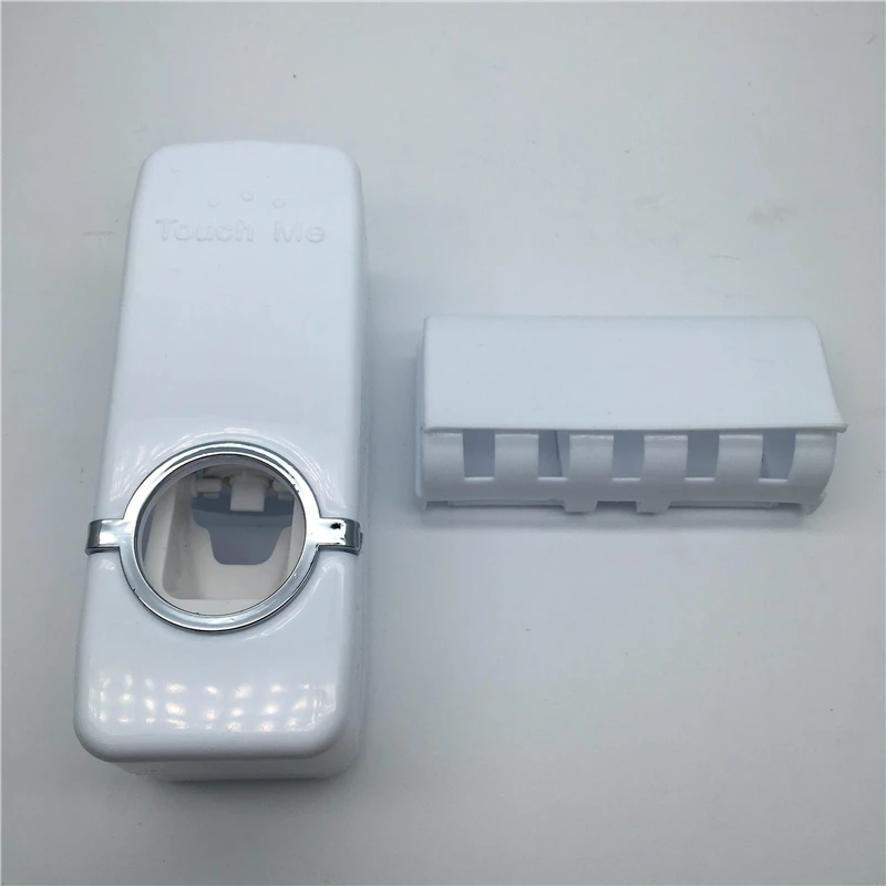 Bathroom Shelves Toothbrush Holder Automatic Toothpaste Dispenser Set 5 Slots Toothbrush Stand Home Wall Mounted Rack