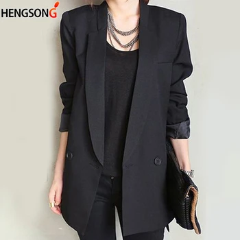 

Women Black Suit Jacket Formal Blazer 2018 Double Breasted Pocket Women Blazer Work Office Business Suit Outerwear