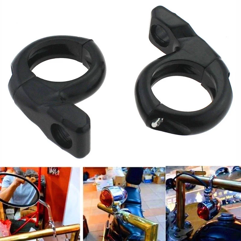 Mayitr Black 1 inch 25mm Metal Turn Signal Light Handlebar Clamp On Mirrors Adapter Mount for Motorcycle ATV
