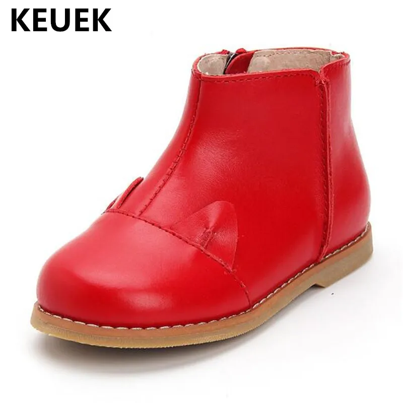 

New Children Genuine Leather Ankle Boots Baby Toddler Spring/Autumn Breathable Martin boots Boys Girls Kids Shoes 04