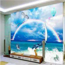 Beibehang большой заказ обои 3d rainbow love морская тема пространство papel де parede 3d para sala atacado papel parede