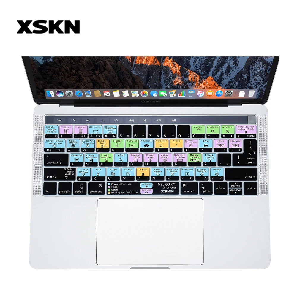 Чехол для клавиатуры XSKN OS X с ярлыком чехол сенсорной панели Macbook 13 15 дюймов A1706 A1707