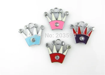 

AE80 100Pcs Mixed Enamel Alloy Crown Charms Pendants DIY Jewelry Findings Floating Charm 21x20mm bead