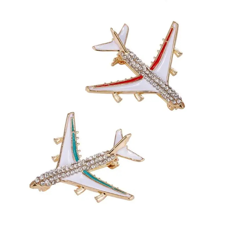 Buy Alloy Airplane Brooch Pins Rhinestone Plane Luxury