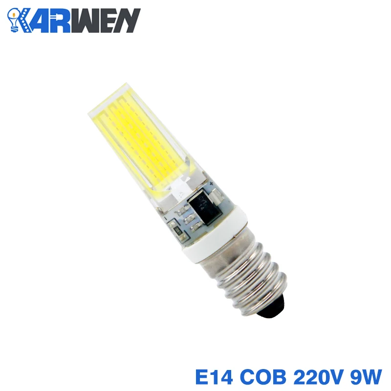 KARWEN Dimmable COB G4 G9 E14 Светодиодный светильник 12 В AC/DC реальная мощность 3 Вт 6 Вт 9 Вт G4 COB лампа люстра лампы заменить галогенный светодиодный E14 G9 - Испускаемый цвет: E14 9W 220V Dimming