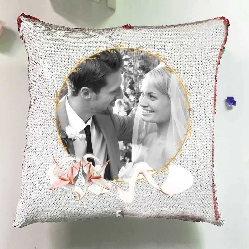  Diy Custom Photo Sofa Pillow Cover Cushion Heart Design Reversible Flip Sequin Cusion For Couch Decorative Pillowcase (2)