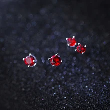 Минималистичные 925 пробы серебряные для женщин Простые маленькие красные серьги-гвоздики с фианитами Модные женские подарки ювелирные изделия