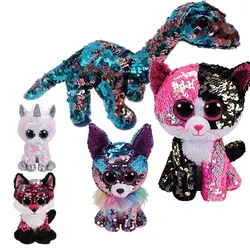 Ty Beanie Boos см 6 и 15 см Flippables Diamond Белый блесток Единорог Дракон лиса Фламинго Сова чучело животных Коллекция кукла игрушка