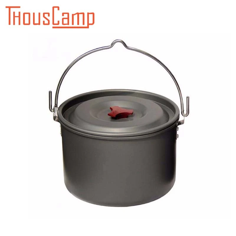 Al aire libre de gran capacidad 5L/6.5L de aluminio Camping colgante utensilios de cocina para 4-6 persona vajilla Picnic para fogata olla utensilios