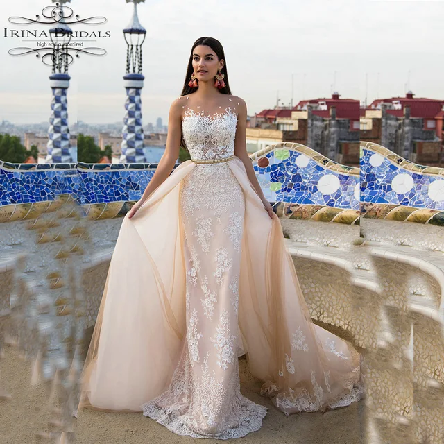 Sheath Gold Wedding Dress