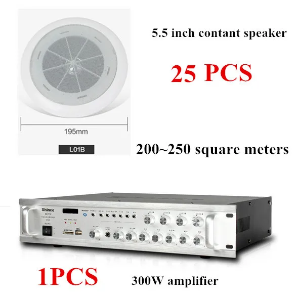 Профессиональная система радиовещания и фоновой музыки 300 Вт Цифровой усилитель с потолочным динамиком SD/USB/MP3/FM