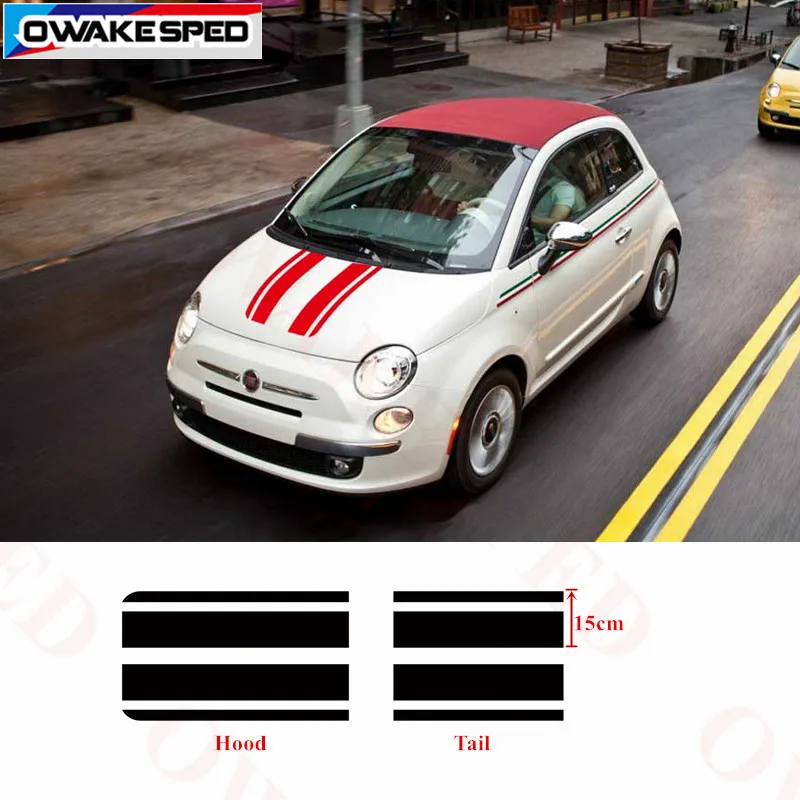 

2 шт., виниловые наклейки на крышку капота автомобиля Fiat 500