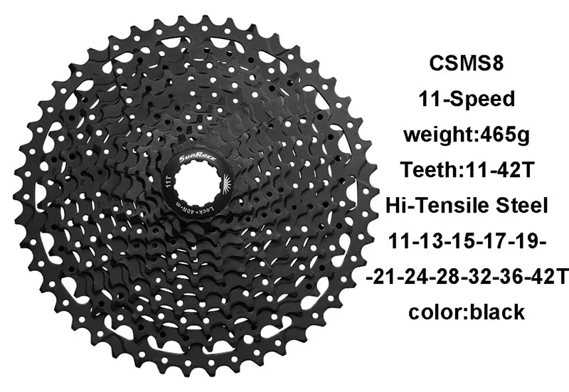 CSMS8-black-42T SunRace серии MTB кассета 10/11 Скорость-11-40 T/11-42 т велосипед Фривил, CSMS3, CSMS8 - Цвет: CSMS8-black-42T