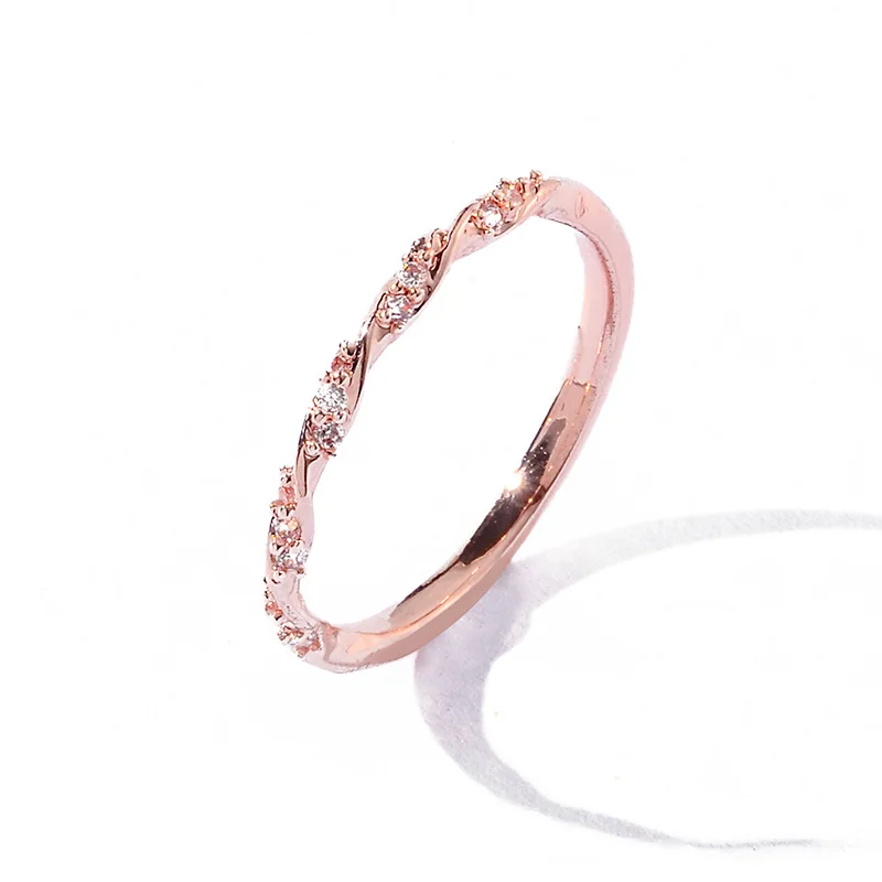 Новое креативное переплетенное розовое золото Серебряное кольцо со звездами твист циркониевые кольца украшение для свадьбы помолвки кольцо для женщин девочек - Цвет основного камня: rose gold-6