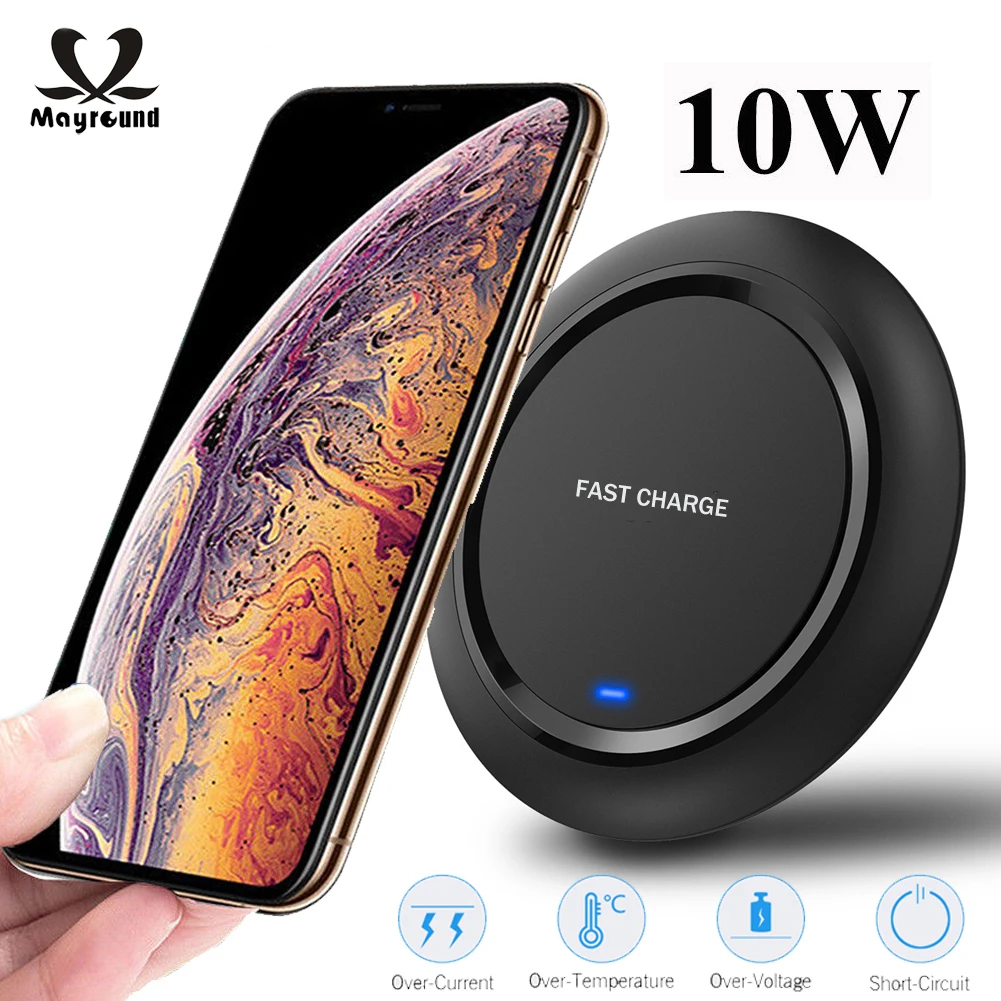 

Mayround For Huawei P30 Pro Fast Wireless Charger 10W Quick Charging Pad Mat Dock Station Qi Wireless For Samsung S10/S8/S9 Plus