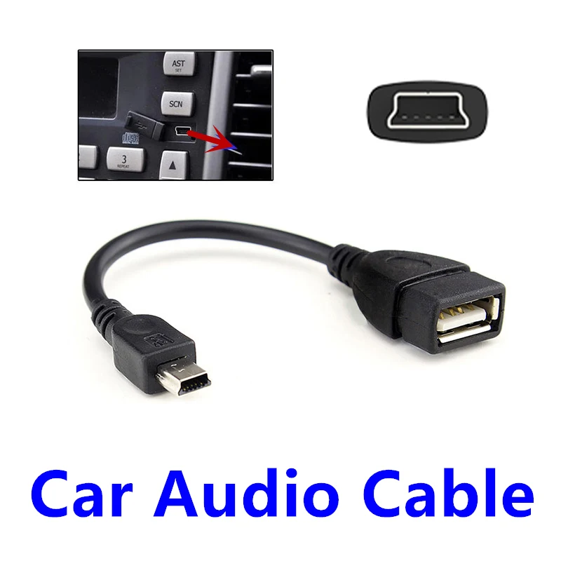 Автомобильный аудиокабель QQQRGB мини порт OTG кабель адаптер для автомобиля USB флеш