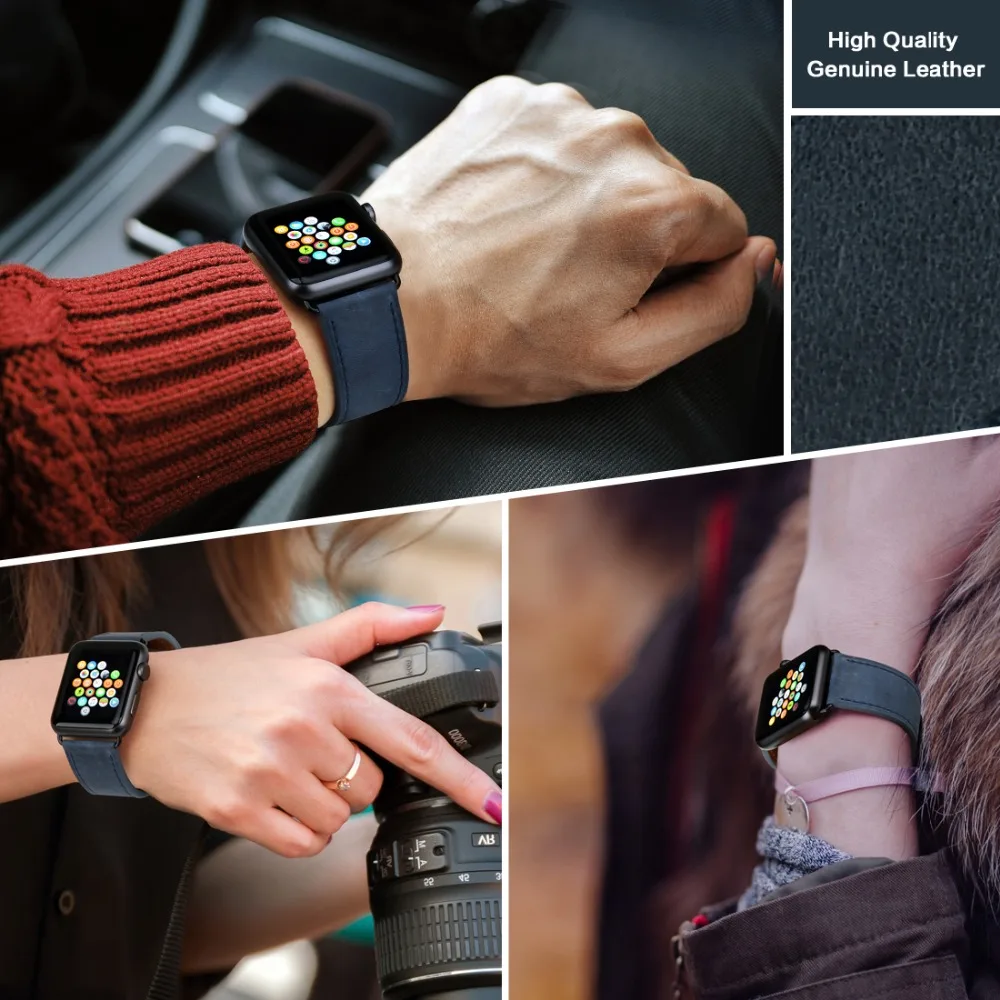 MAIKES ремешок из натуральной кожи для Apple Watch 44 мм 40 и 38 42 ремешки часов iwatch серии 4 3 2 1