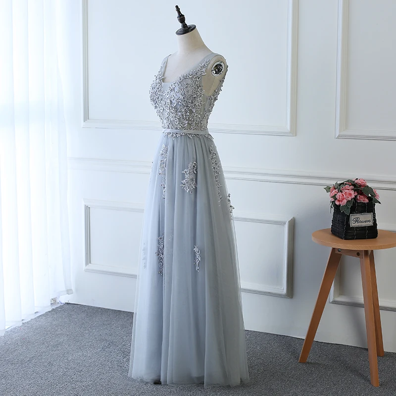 Длинное вечернее платье Robe De Soiree кружевное с бусинами на шнурках для свадебного