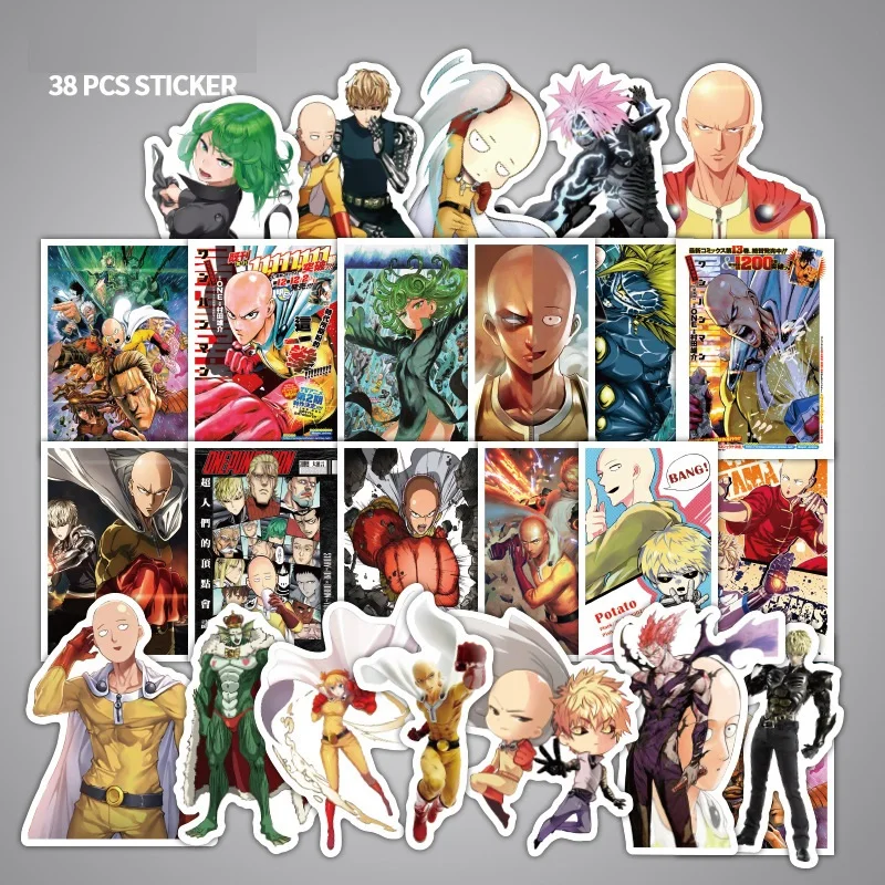 38 Pcs/Set Anime One Punch Man Adhesive Stickers DIY PVC Diary Scrapbooking Sticker For Laptop Suitcase Bicycle Car | Канцтовары для